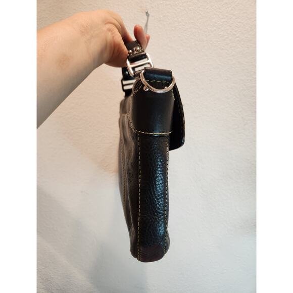 Vintage Fossil Black Genuine Leather Handbag 10x10 Purse , can add strap - Picture 5 of 13